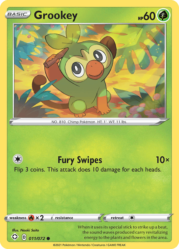 Grookey 2021 Pokemon Shining Fates Reverse Holo