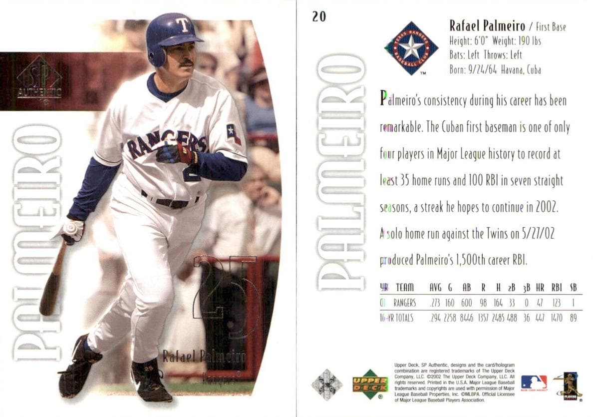 Rafael Palmeiro 2002 unknown SP Authentic