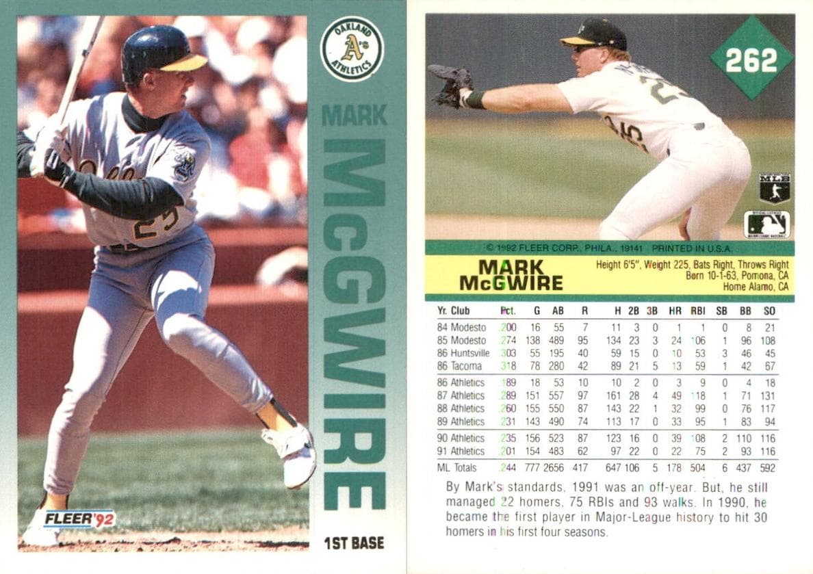 Mark McGwire 1992 fleer Fleer