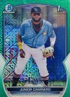 Junior Caminero 2023 bowman Bowman Chrome Prospects - Aqua Shimmer Refractor (1st)