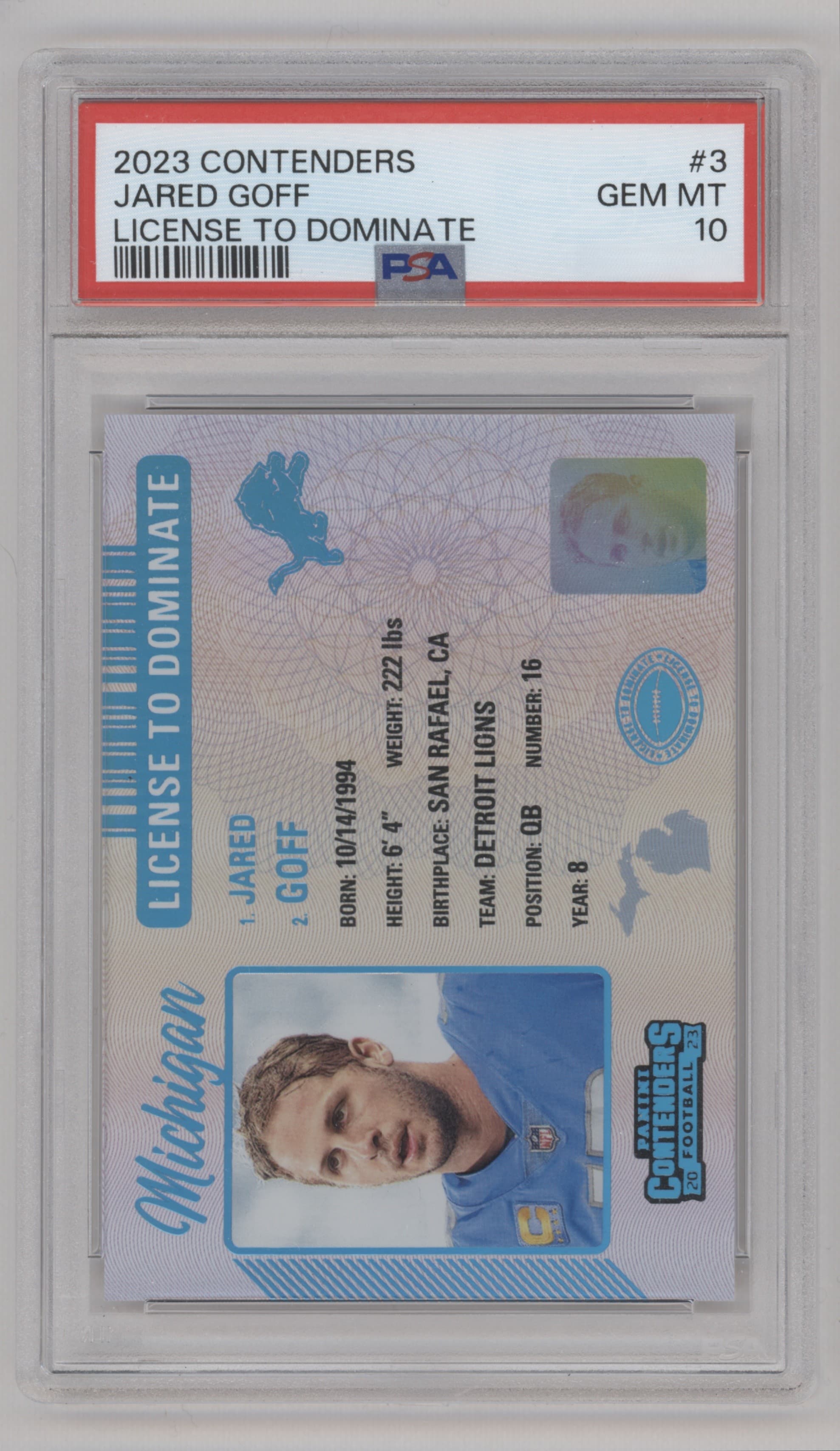 Jared Goff 2023 panini Panini Contenders