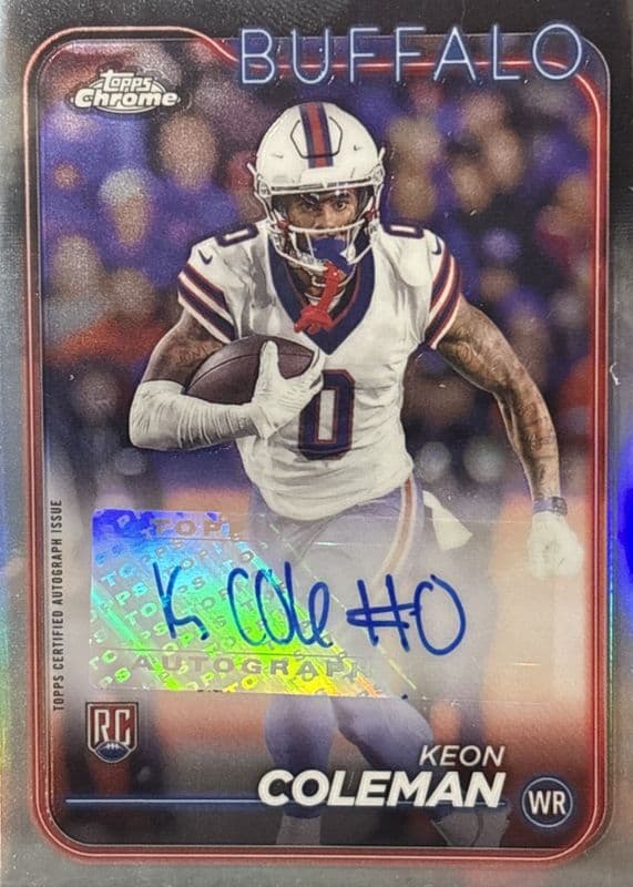 Keon Coleman 2024 topps Topps Chrome Rookie Auto - Blue Refractor