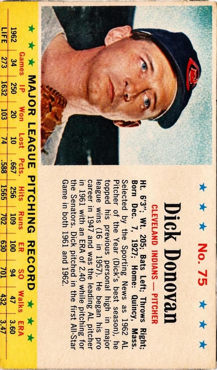 Dick Donovan 1963 unknown Post Cereal