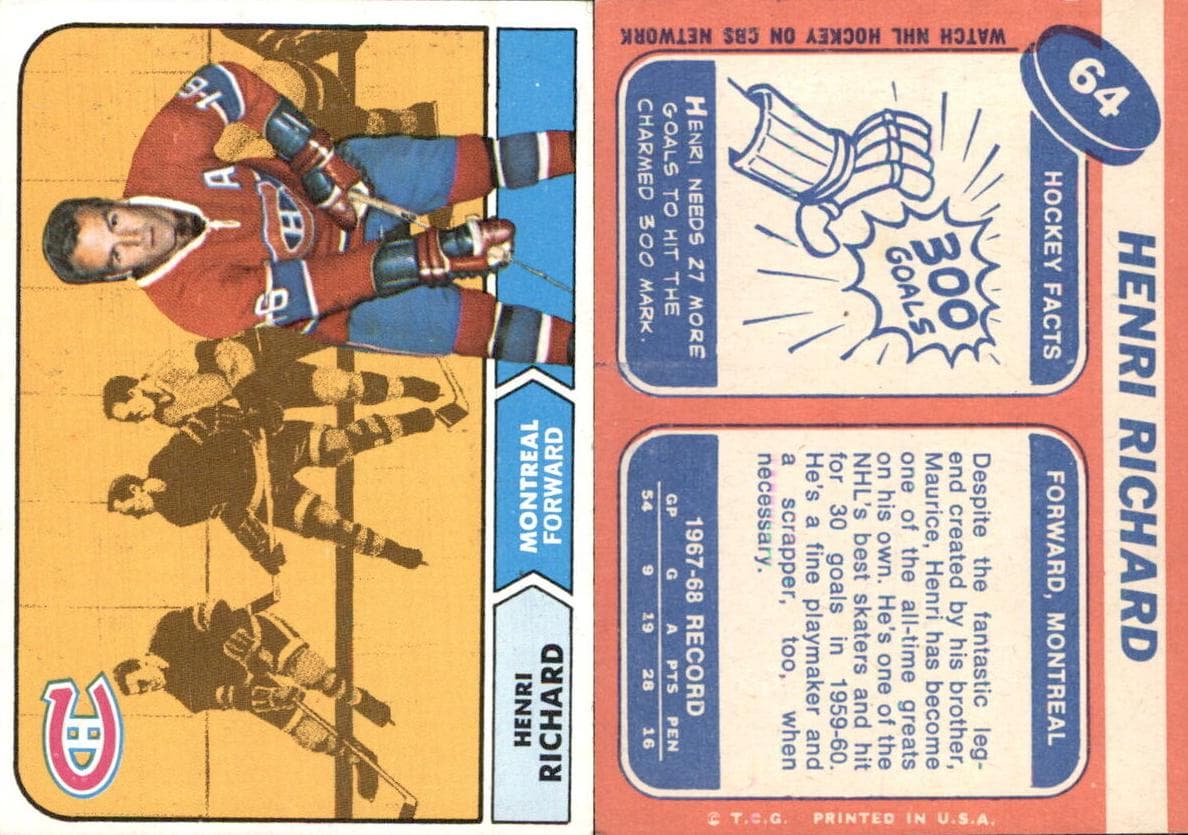 Henri Richard 1968 topps Topps