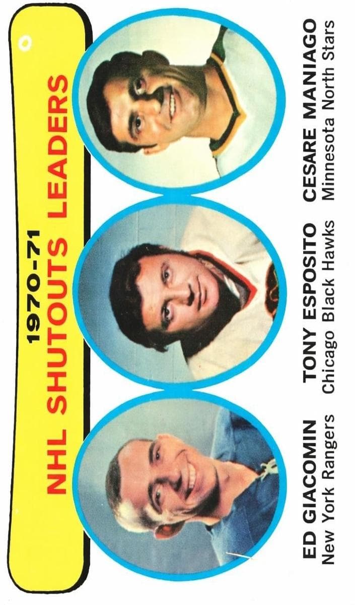 1970-71 NHL Shutouts Leaders (Ed Giacomin / Tony Esposito / Cesare Maniago) #5