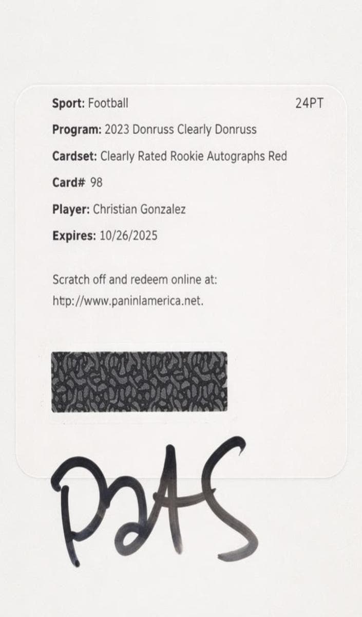 Christian Gonzalez 2023 panini Clearly Donruss