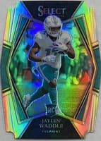 Jaylen Waddle 2021 panini Select Premier Level Green & Yellow Die-Cut
