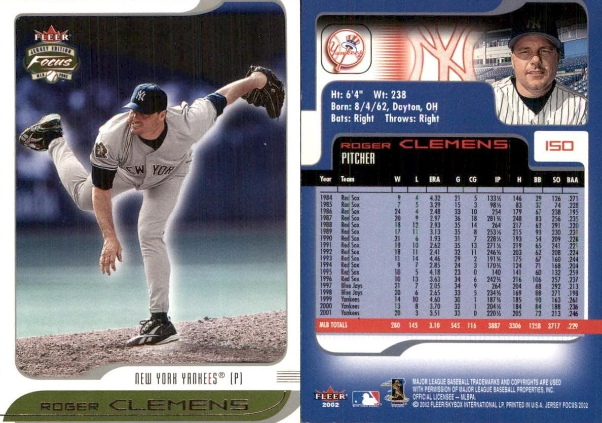 Roger Clemens 2002 fleer