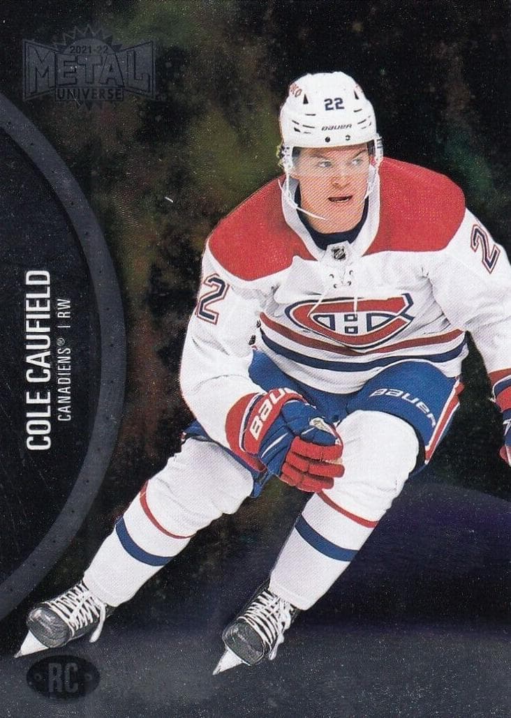 Cole Caufield 2021 SkyBox Metal Universe rookie card