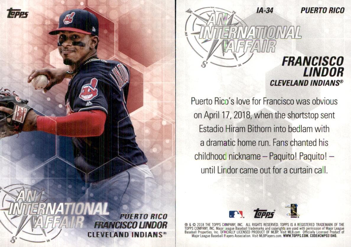 Francisco Lindor 2018 topps Topps Update