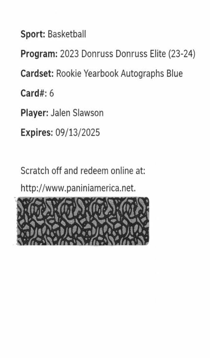 Jalen Slawson 2023 panini Donruss Elite