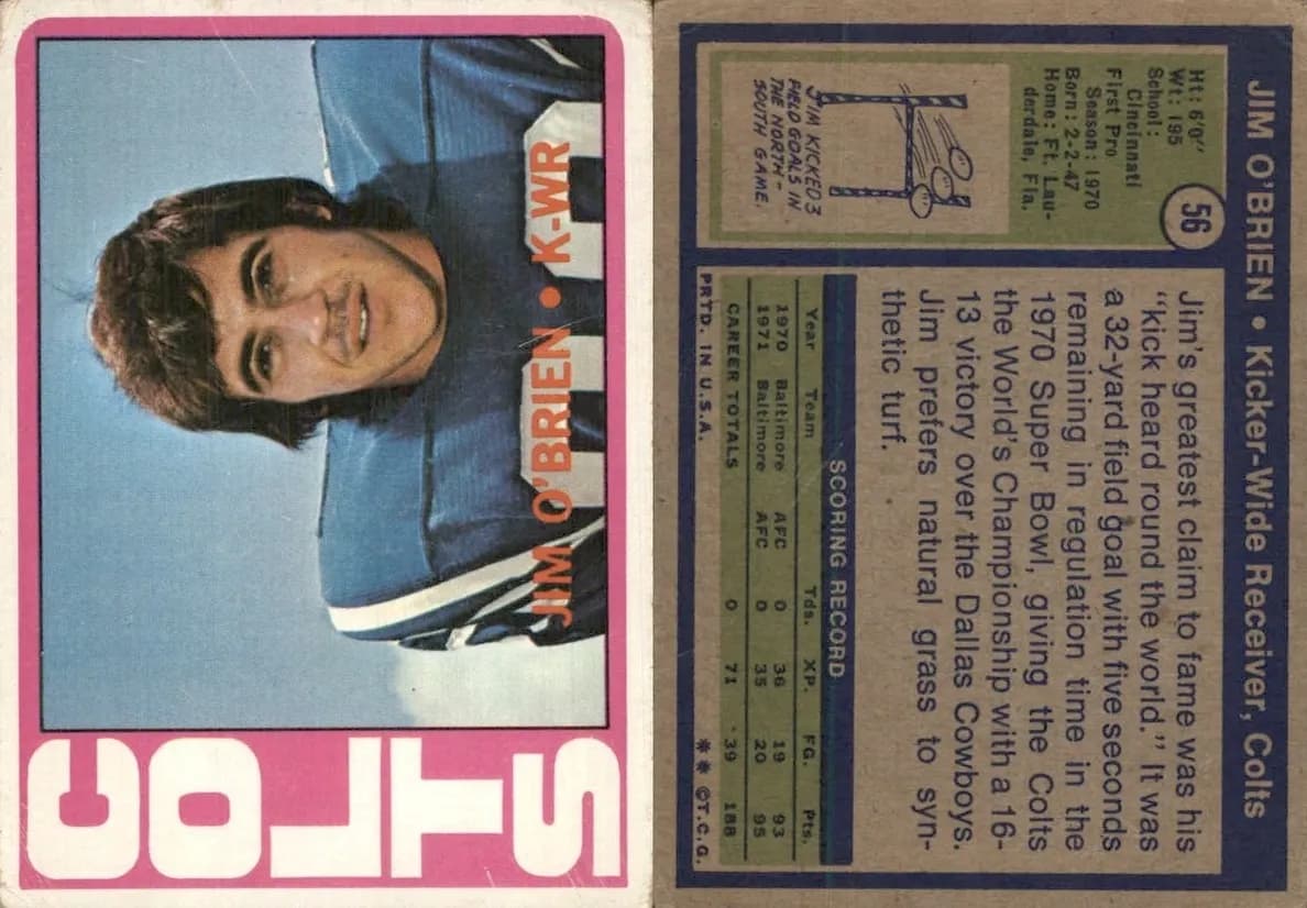 Jim O'Brien 1972 topps Topps