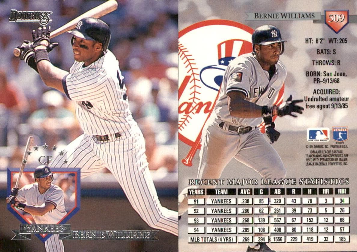 Bernie Williams 1995 panini Donruss