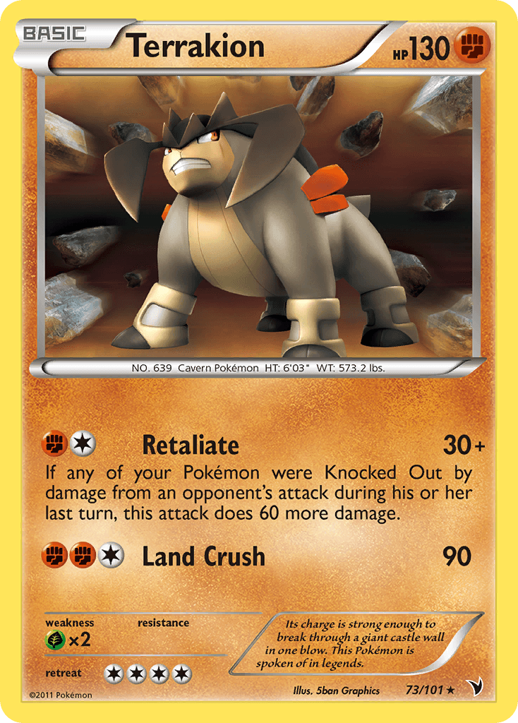 Terrakion 2011 Pokemon Noble Victories Reverse Holo
