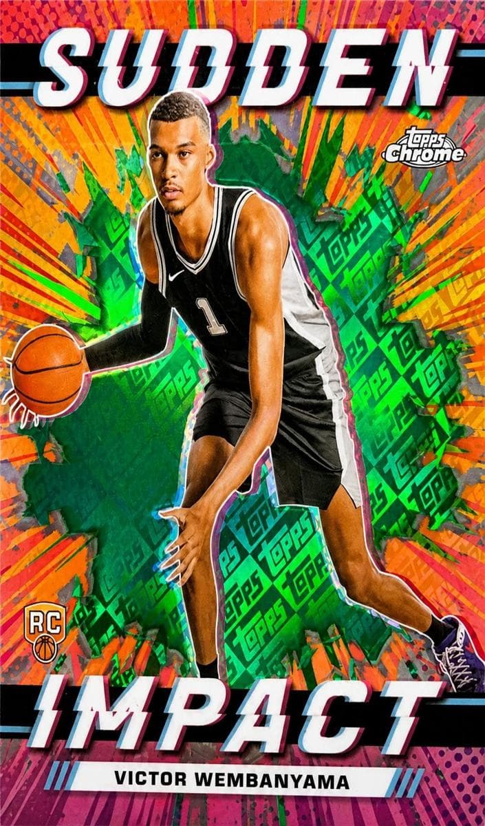 Victor Wembanyama 2023 topps Topps Chrome Sudden Impact - Blue Basketball Refractor example 1