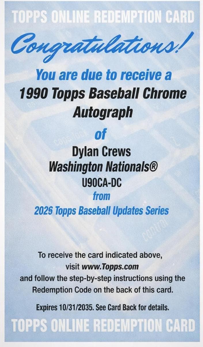 Dylan Crews 2025 topps Topps