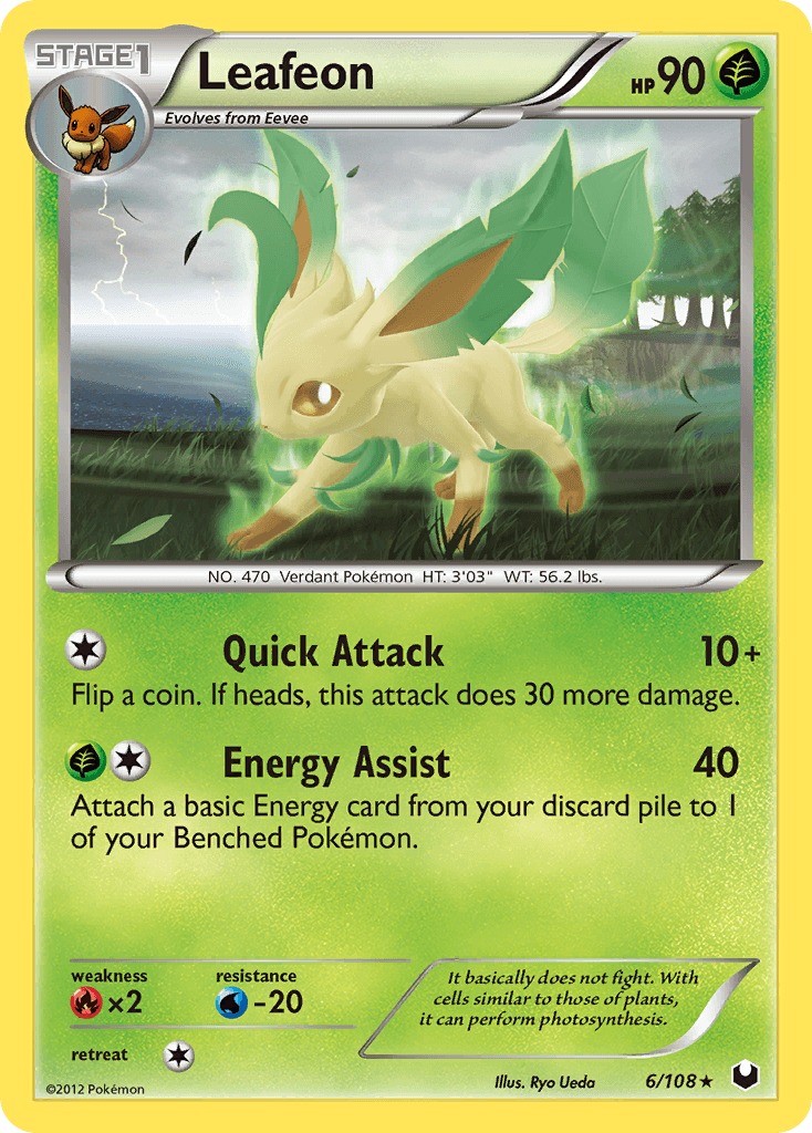 Leafeon 2012 Pokemon Dark Explorers Reverse Holo