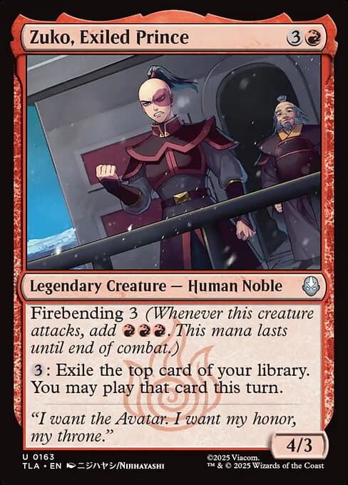 Zuko, Exiled Prince 2025 Magic: The Gathering Avatar: The Last Airbender