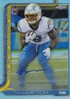 Omarion Hampton 2025 topps Topps Chrome Rookie Autographs - Aqua Refractor