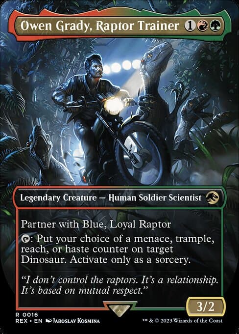 Owen Grady, Raptor Trainer 2023 Magic: The Gathering Jurassic World Borderless