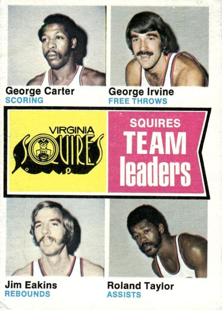 Virginia Squires Team Leaders (George Carter / George Irvine / Jim Eakins / Roland Taylor) 1974 topps