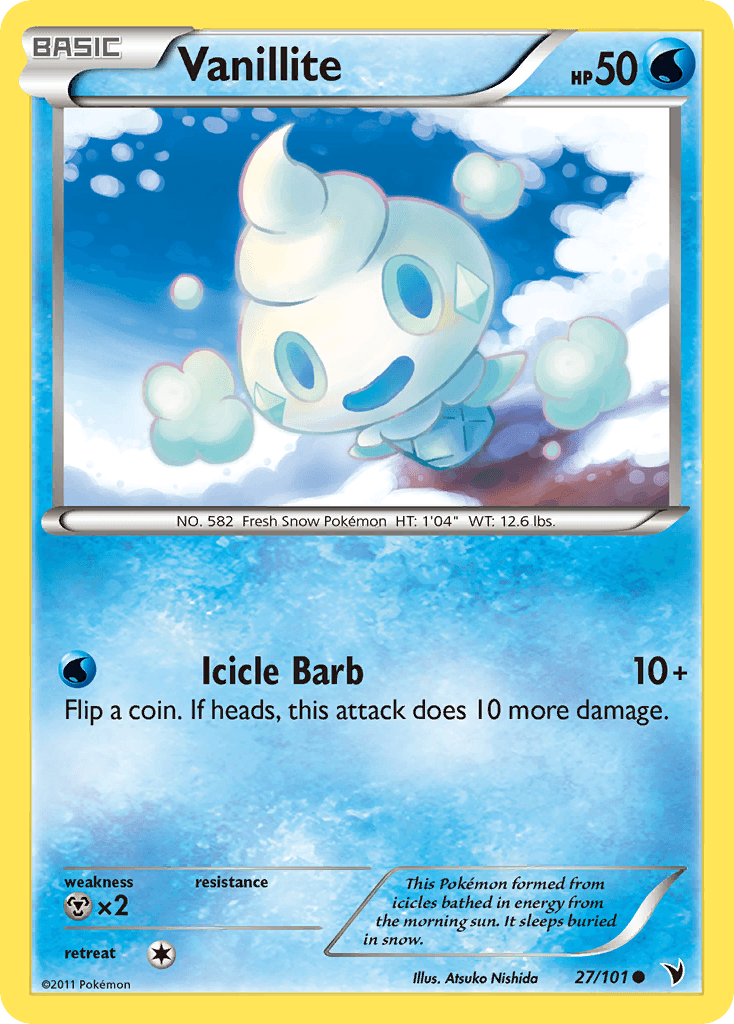 Vanillite 2011 Pokemon Noble Victories Reverse Holo