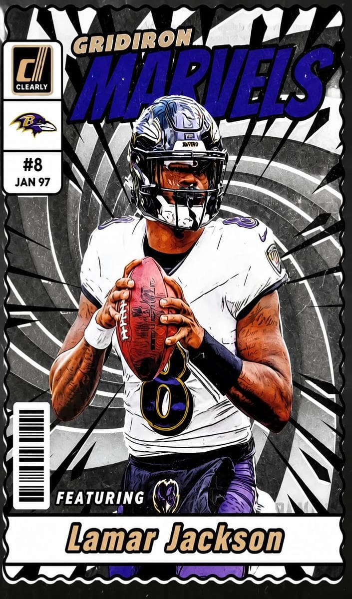 Lamar Jackson 2023 panini Clearly Donruss