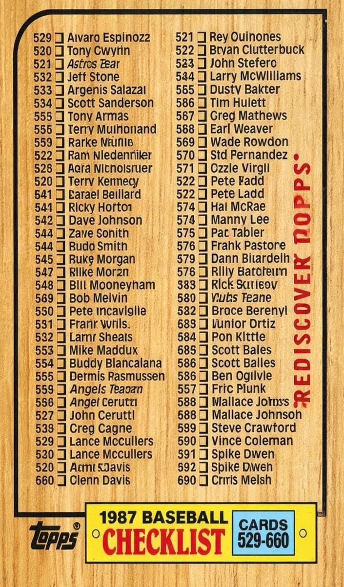 Checklist: 529-660 CL trading card