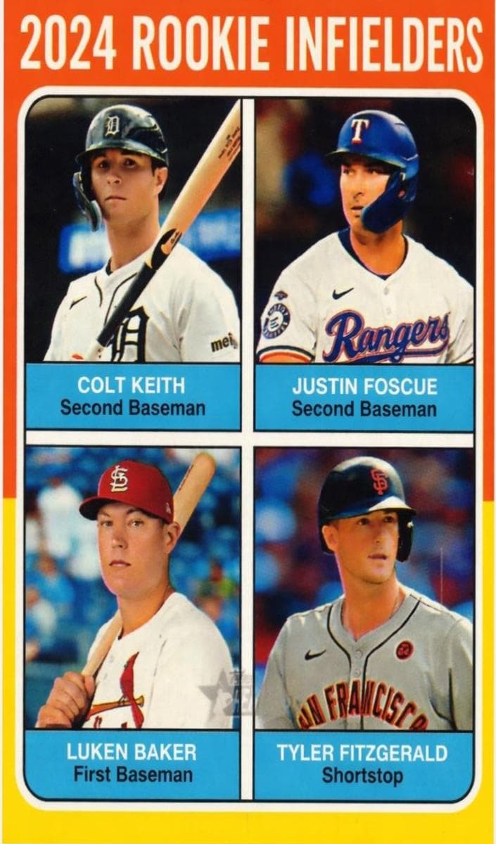 2024 Rookie Infielders (Colt Keith / Justin Foscue / Luken Baker / Tyler Fitzgerald) 2024 topps