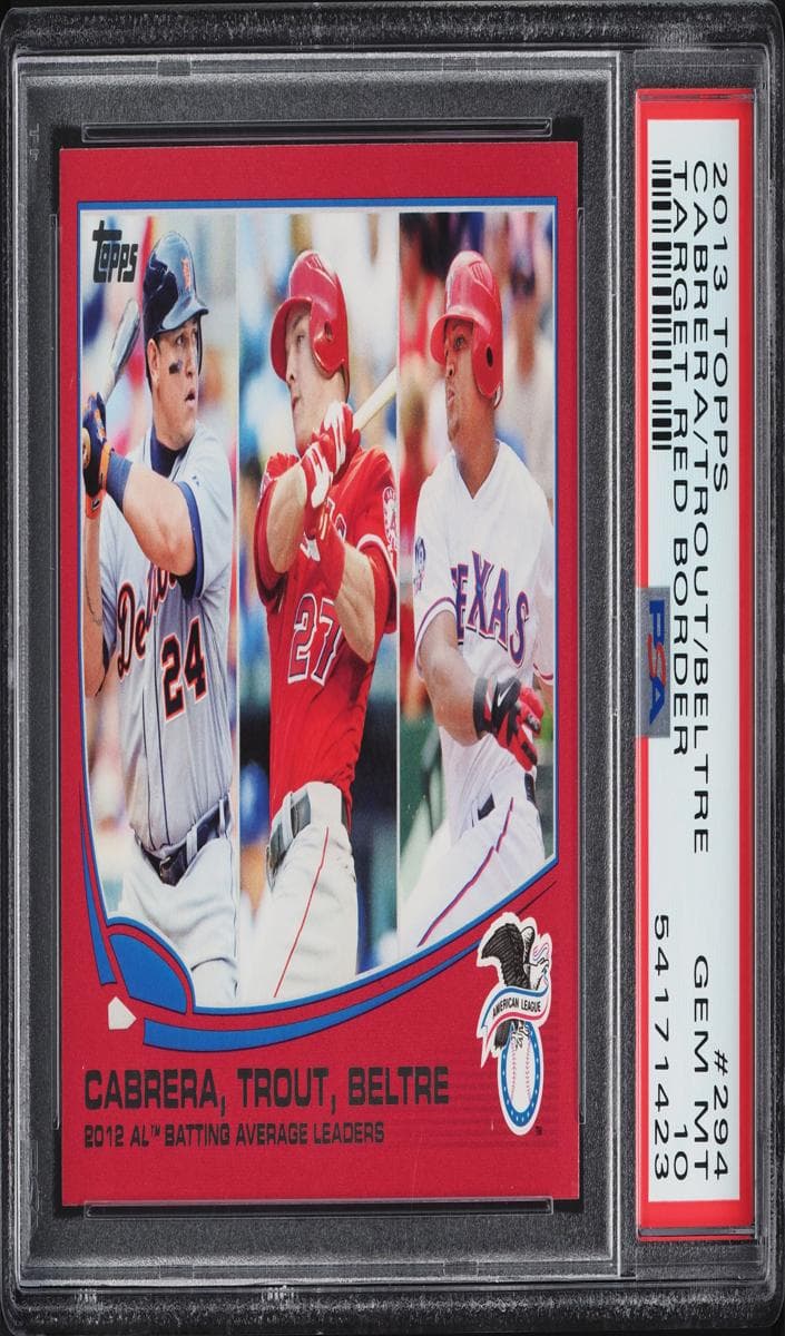 2012 AL Batting Average Leaders (Miguel Cabrera / Mike Trout / Adrian Beltre) 2013 topps