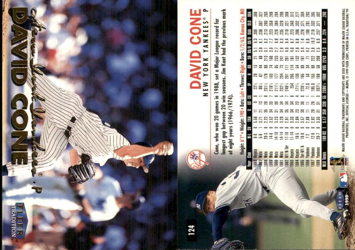 David Cone 1999 fleer Fleer Tradition
