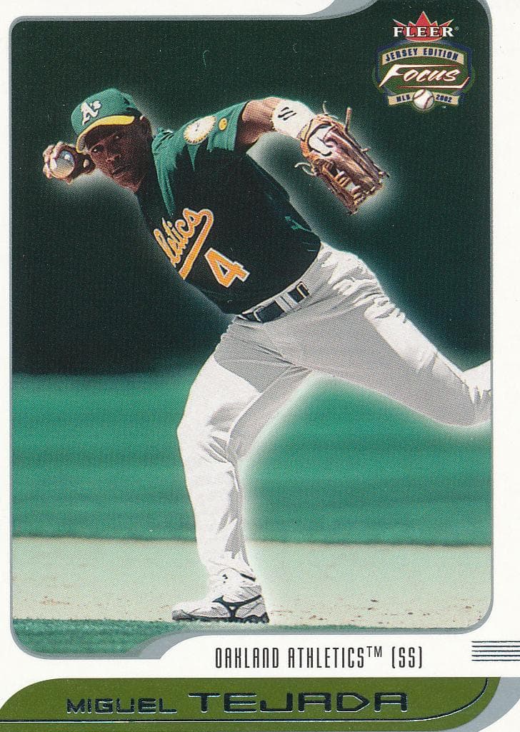 Miguel Tejada 2002 fleer Fleer Focus Jersey Edition