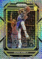 Ochai Agbaji 2022 panini Prizm Blue Sparkle