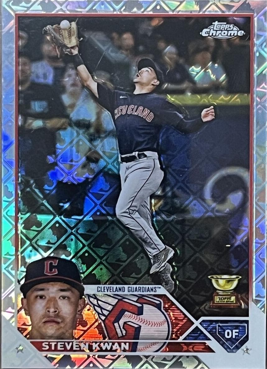 Steven Kwan 2023 topps Topps Chrome Logofractor Edition