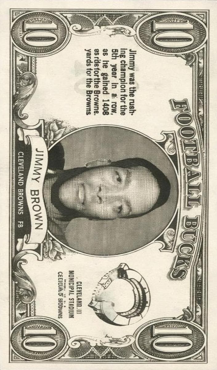 Jim Brown 1962 topps Bucks Inserts