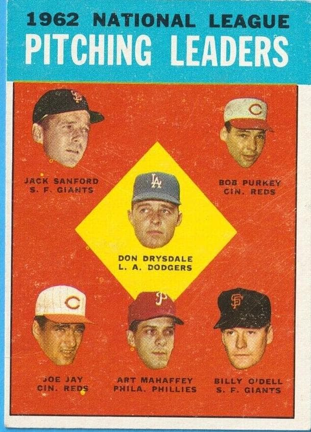 1962 National League Pitching Leaders (Don Drysdale / Jack Sanford / Bob Purkey / Joe Jay / Art Mahaffey / Billy O'Dell) #7