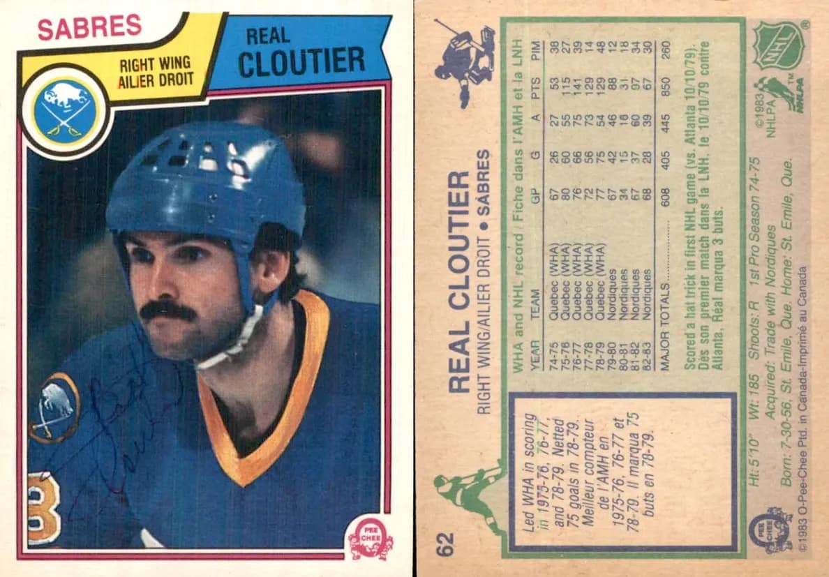 Real Cloutier trading card