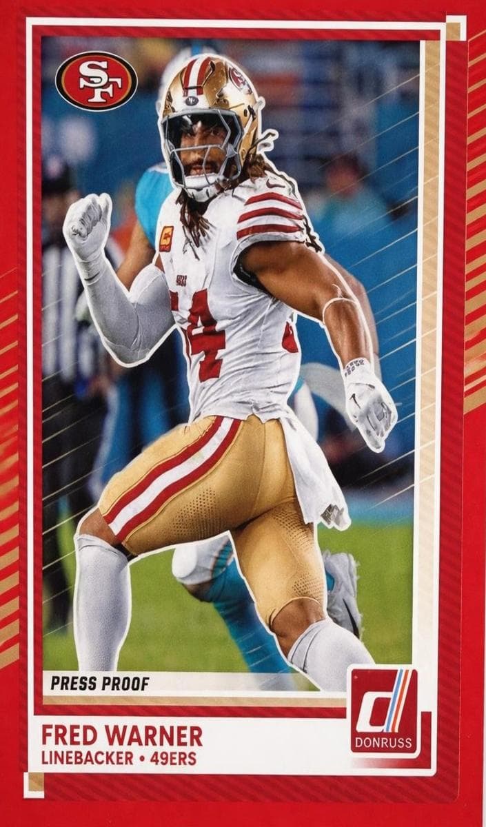 Fred Warner 2025 panini Donruss Football Press Proof Blue