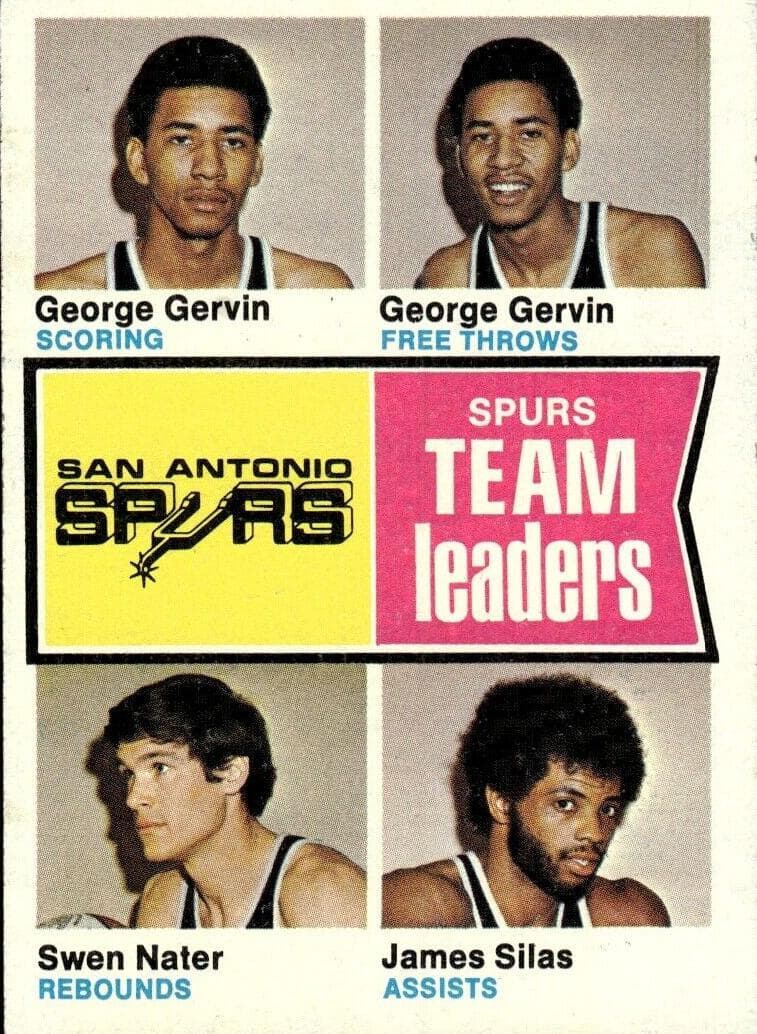 San Antonio Spurs Team Leaders (George Gervin / Swen Nater / James Silas) 1974 topps Topps