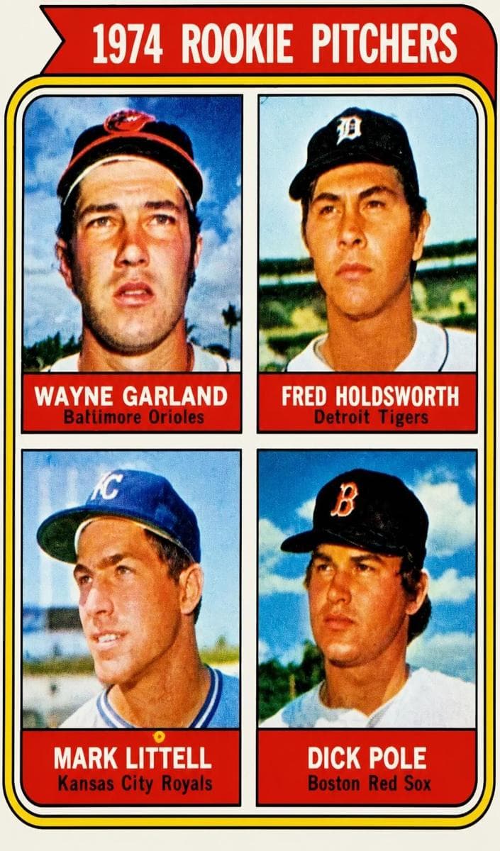 1974 Rookie Pitchers (Wayne Garland / Fred Holdsworth / Mark Littell / Dick Pole) #596