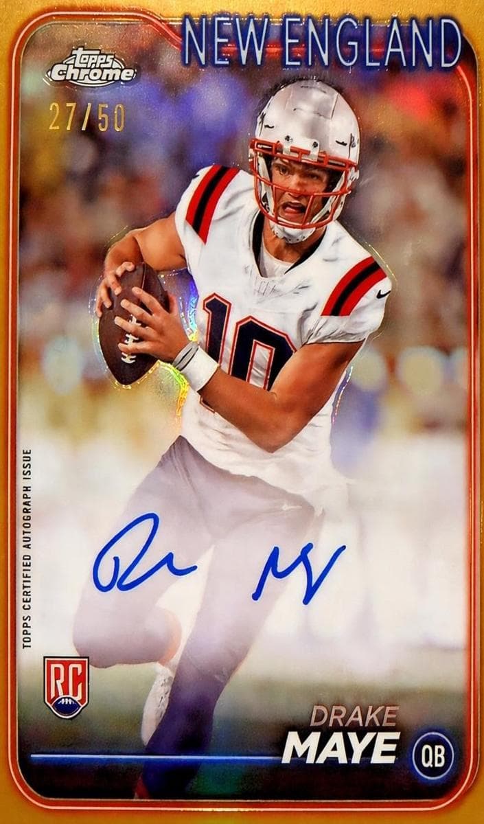 Drake Maye 2024 Topps Chrome auto card