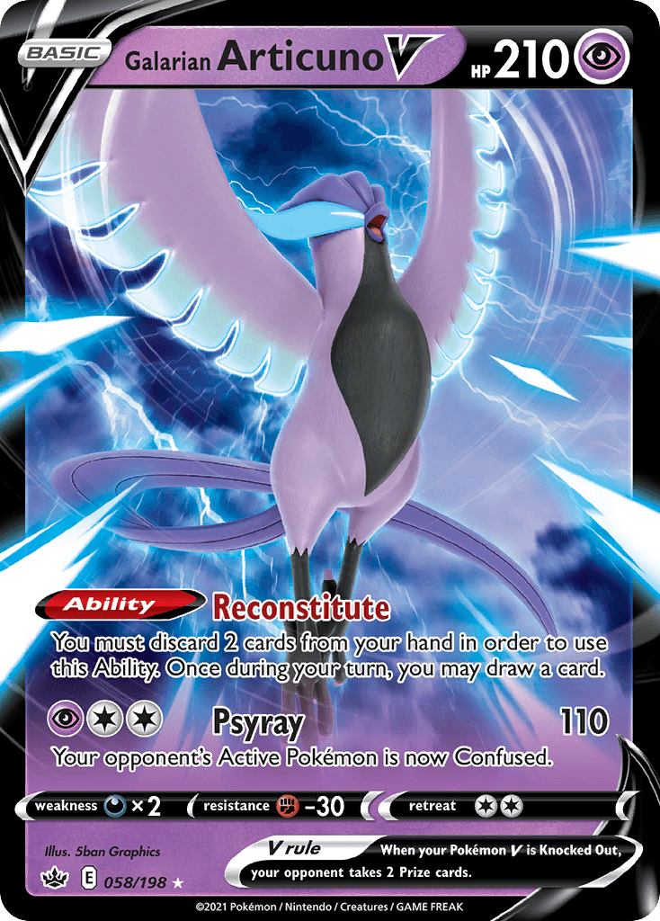 Galarian Articuno V 2021 Pokemon Chilling Reign Prize Pack