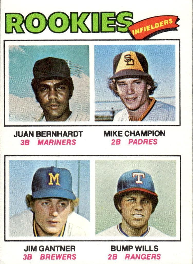 1977 Rookie Infielders (Juan Bernhardt / Mike Champion / Jim Gantner / Bump Wills) #494