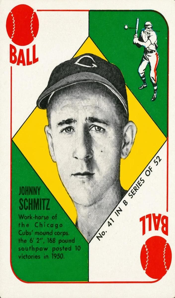 Johnny Schmitz 1951 topps Topps Blue Backs