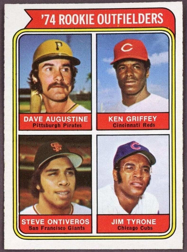 1974 Rookie Outfielders (Dave Augustine / Ken Griffey / Steve Ontiveros / Jim Tyrone) #598
