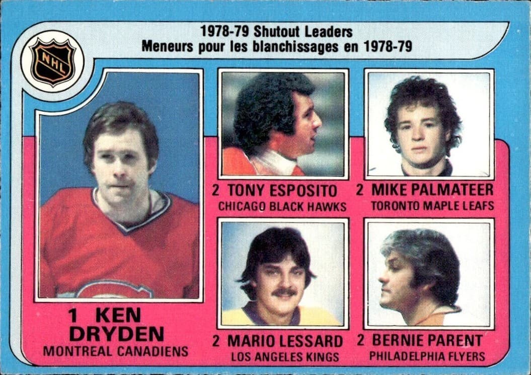 1978-79 Shutout Leaders (Ken Dryden / Tony Esposito / Mike Palmateer / Mario Lessard / Bernie Parent) #8