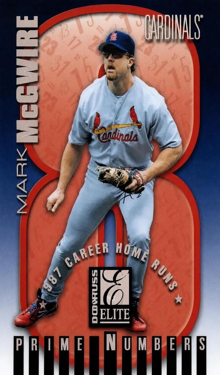 Mark McGwire 1998 panini Elite Prime Numbers