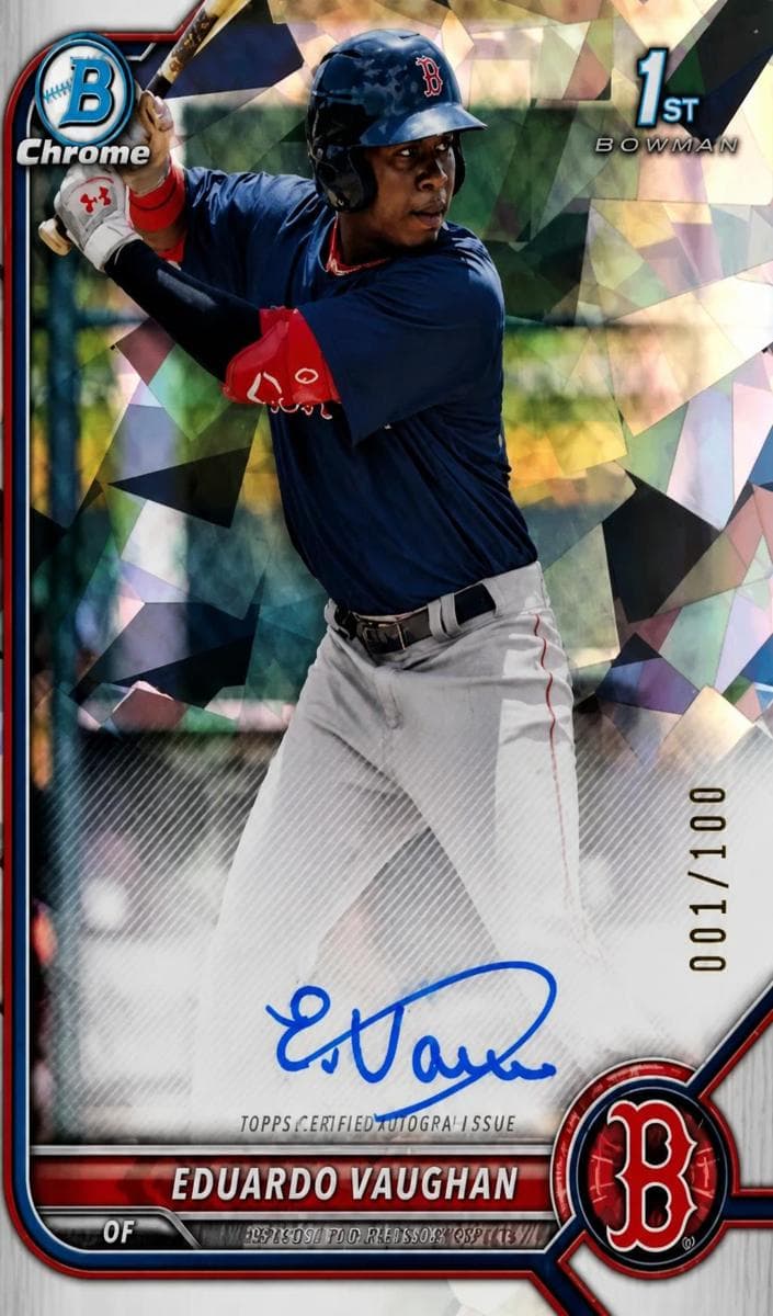 Eduardo Vaughan 2022 bowman Bowman Chrome Prospect Auto - Speckle Refractor (1st) example 1