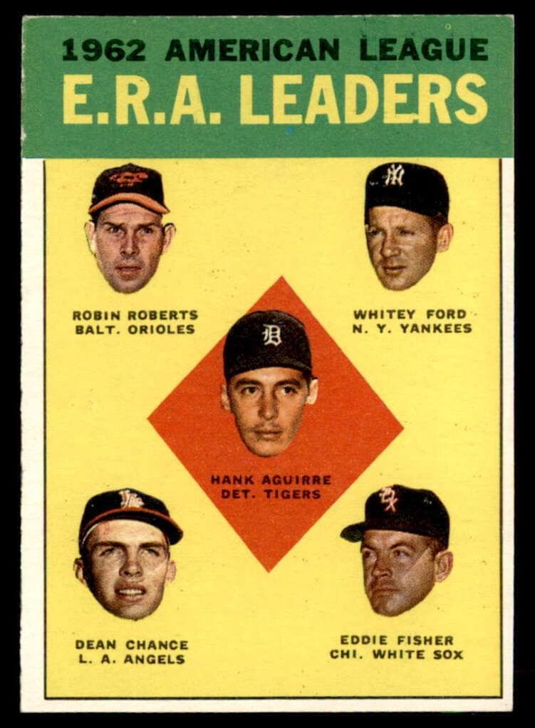 1962 American League E.R.A. Leaders (Hank Aguirre / Robin Roberts / Whitey Ford / Dean Chance / Eddie Fisher) #6