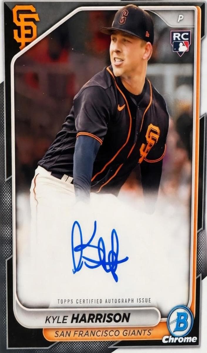 Kyle Harrison 2024 bowman Chrome Rookie Autographs